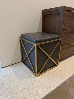 Chic Home Zeleeka-Style Gold & Gray Ottoman / Accent Stool