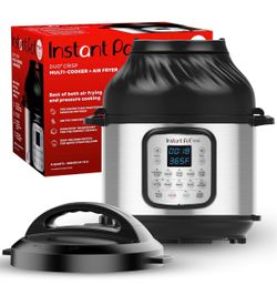 Instant Pot Duo Crisp 8 Qt 11-in-1 Air Fryer + Pressure Cooker, Steel airfryer, 8 quart, stainless steel, slow cook, steam, dehydrate, app with guided