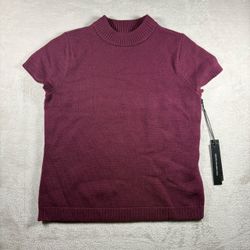 Nicole Miller New York Women’s L Burgundy Merino Wool Sweater Top NWT #4A