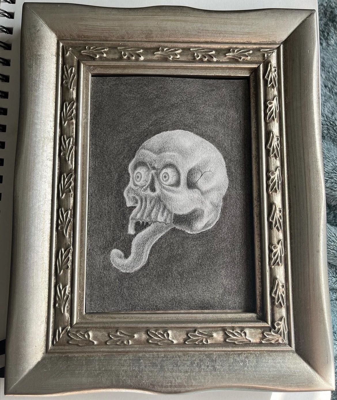 4x6 In Framed Skull Drawing