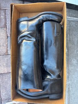 Black Tall Leather motor Boots