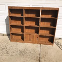 3 Very Nice Storage Shelf Units - Oak Finish