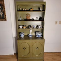 Sideboard/display hutch in antiqued green paint finish