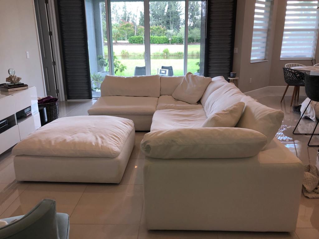 Nixon white fabric sectional sofa