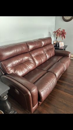 Leather sofa With 2 Built In Recliners