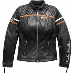 Women's Miss Enthusiast HARLEY DAVIDSON Triple Vent Black Leather Jacket