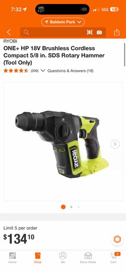 ONE+ HP 18V Brushless Cordless Compact 5/8 in. SDS Rotary Hammer