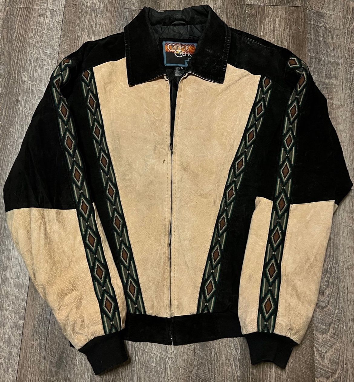 Vintage Cripple Creek Aztec Western Genuine Leather Jacket size XL