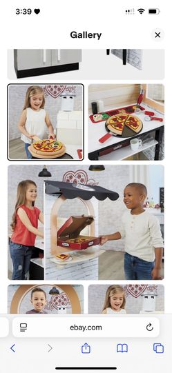8 Little Tikes Real Wood Pizza Restaurant Wooden Play Kitchen Cook and Serve wi...
