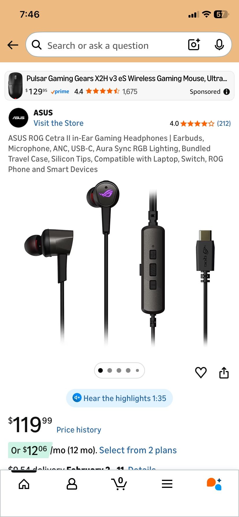 Asus Rog Cetra II Gaming Headphones