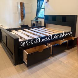 Queen Bed And Drawers 