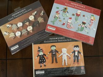 Paper Source Halloween Friends Kit, Give Thanks Garland And Holiday Mermaids Kit