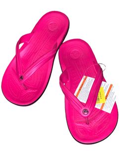 Crocs CROCBAND Hot Pink Flip Flop Sandals Women’s Size 9 Men’s Size 7 NWT