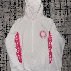 Chrome Hearts Pink Horseshoe Floral Sleeve Hoodie - Size XL