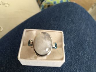 Moonstone and blue topaz ring