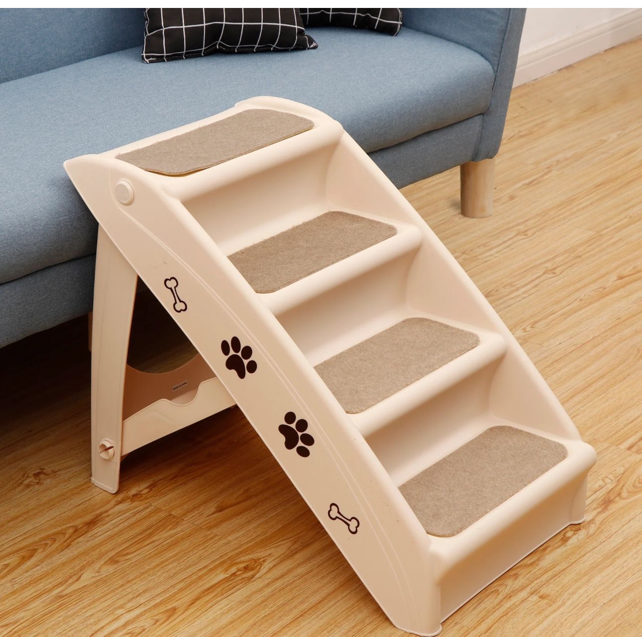 Pet Dog Stairs Steps for high Bed for Small Dogs Washable Carpet Foldable Plastic