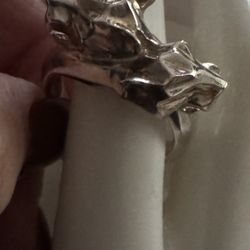 Vintage Stunning Men's Mid Century Modernist Brutalist Sterling Silver 925 Ring, size 13 