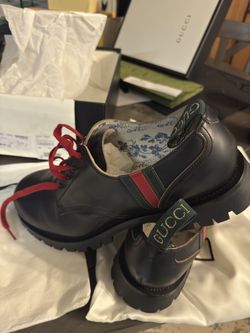 🔥 Gucci Leather Boots – Red Laces – Size 14+(14.5)– Full Set 🔥