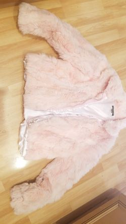 Pink rabbit fur coat jacket womens small/ medium
