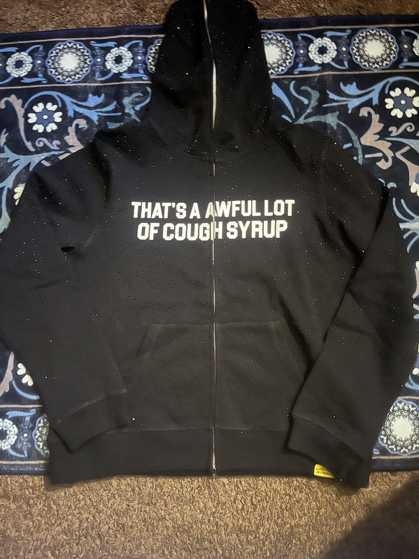 ALOCS RHINESTONE ZIP-UP HOODIE