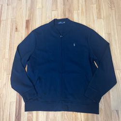 Polo Ralph Lauren Bomber Jacket Navy Blue Size 2XL Full Zip Logo Accent