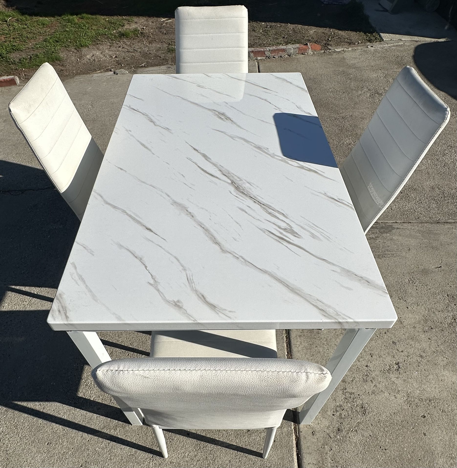 White Dining Table Set With 4 Chairs