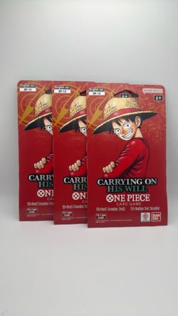 One Piece OP-13 Carrying on His Will Sleeved Blister Packs - Lot of 3