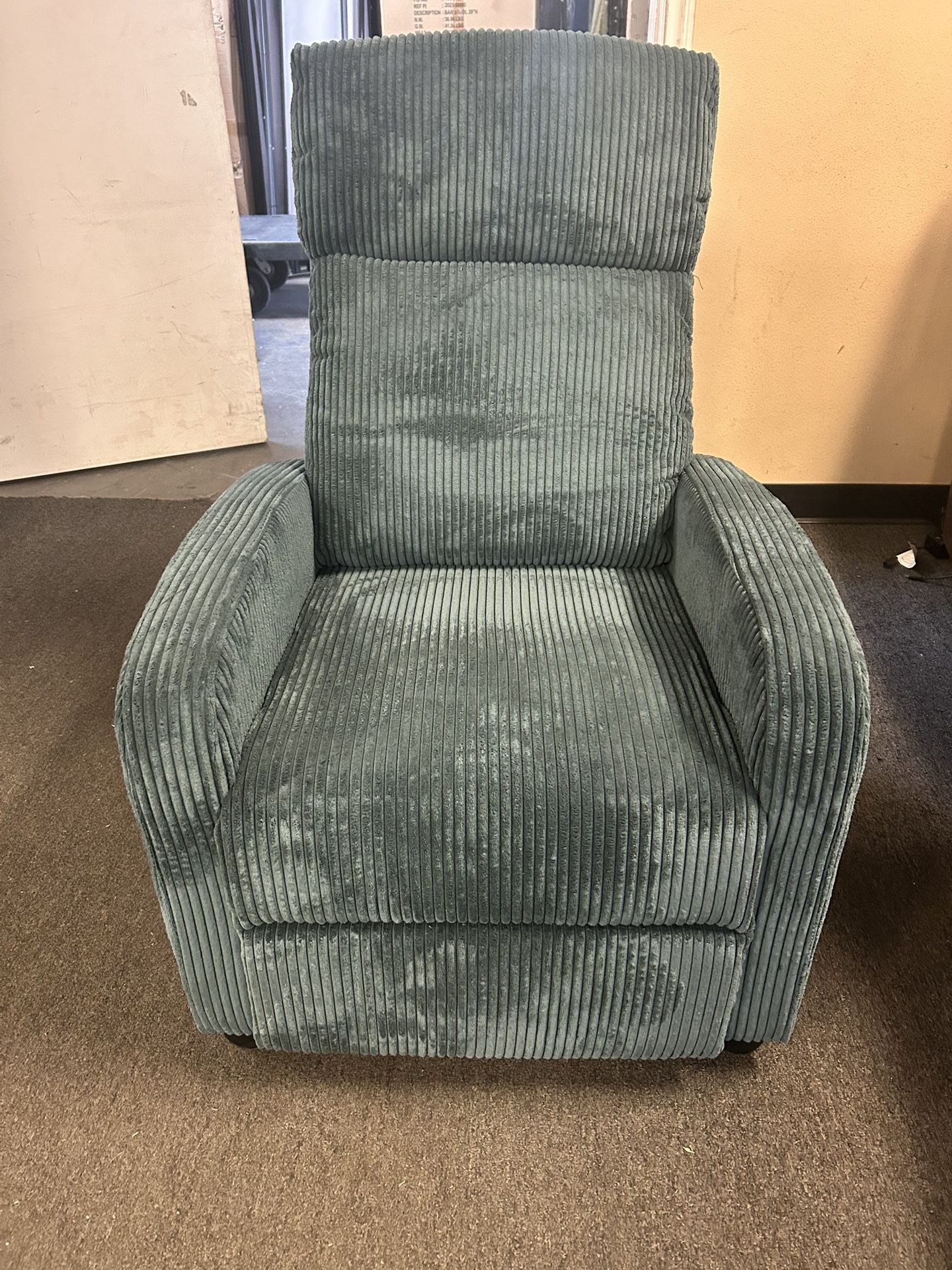 Pushback Recliner Chair Blue Corduroy 