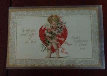 Vintage Valentine Postcard ,Washington One Cent Stamp