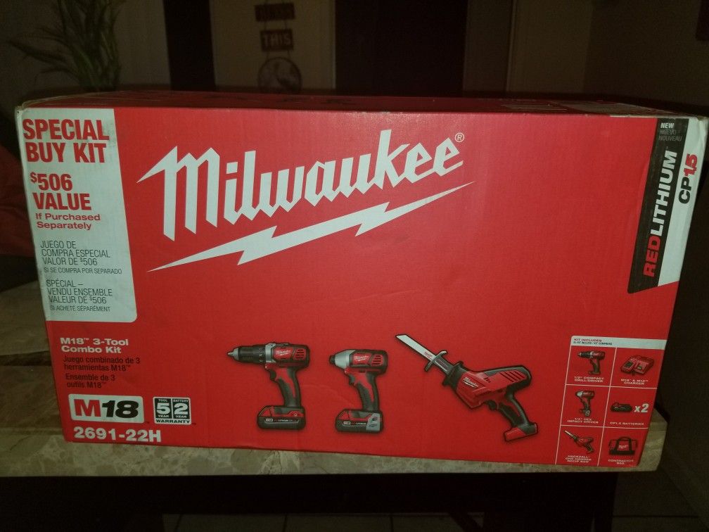 New milwaukee 3 tool combo kit