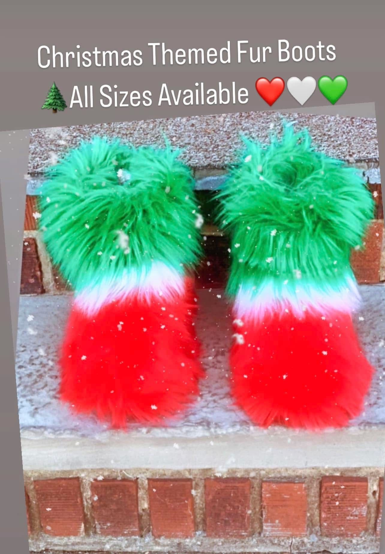 Christmas Themed Fur Boots