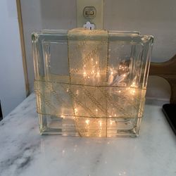 Glass block present. Christmas decor