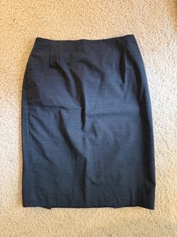 MM.LaFleur Gray Wool Pencil Skirt Stretch Lined Double Back Slits Office Career Professional