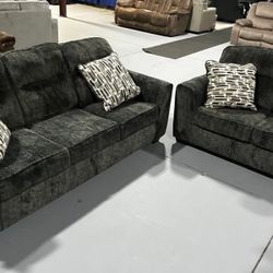 AP🎉Lonoke Sofa and Loveseat-Gunmetal// Financing & Delivery 