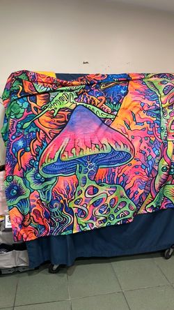 Mushroom UV Blacklight Tapestry – 57" × 67"