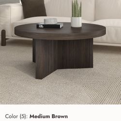 Modern 32” Round Coffee Table (Brown)