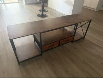 Metal and wood panel tv stand