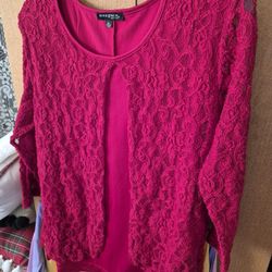 Ava And Grace Red Lace Top