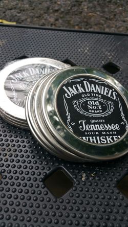 8 Jack Daniels metal coasters