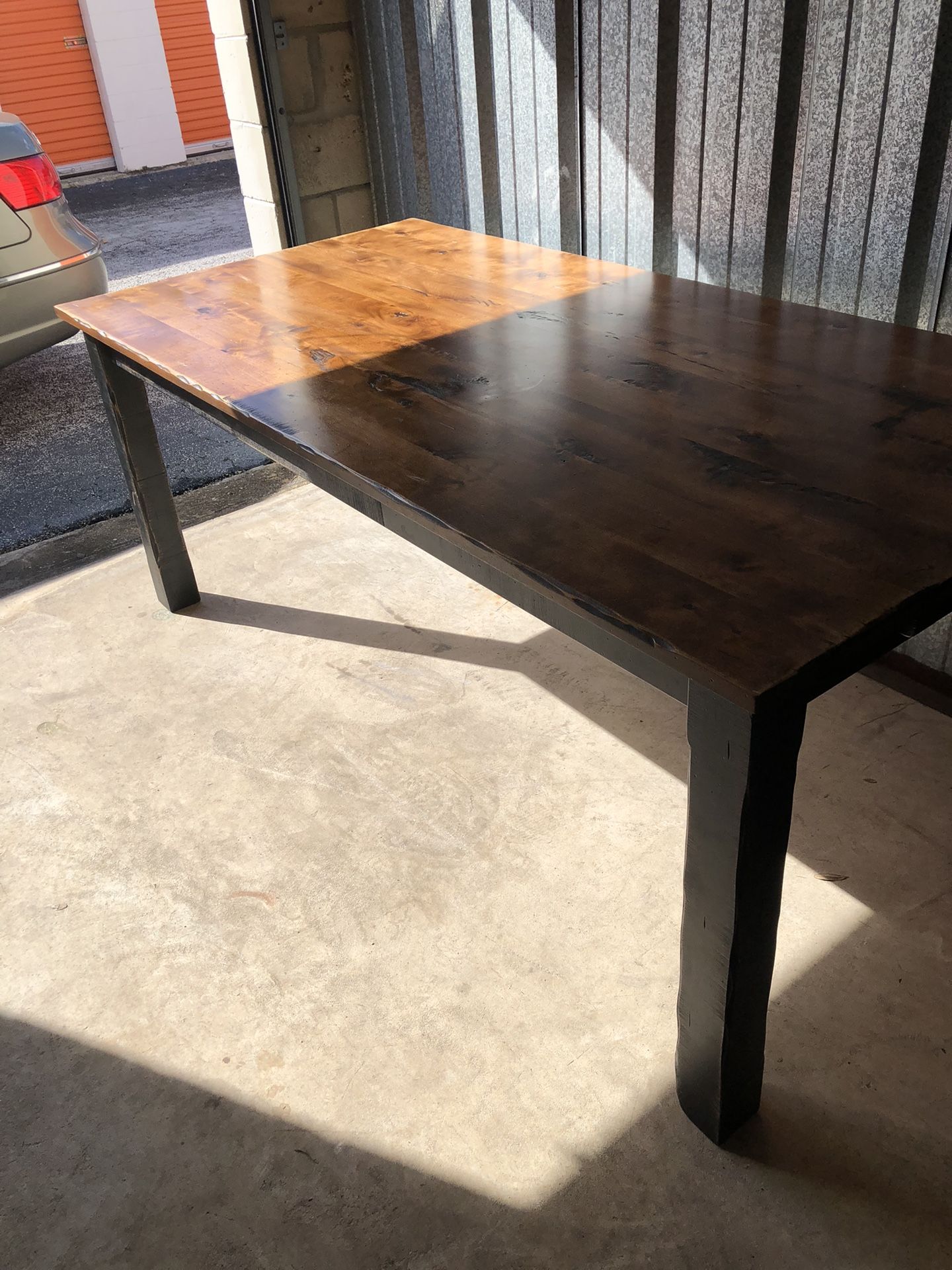 Farmhouse Rustic Thick Wood Dining Table 78” l x 48” w x 30” h