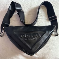 Authentic Prada Triangle Leather Shoulder Bag