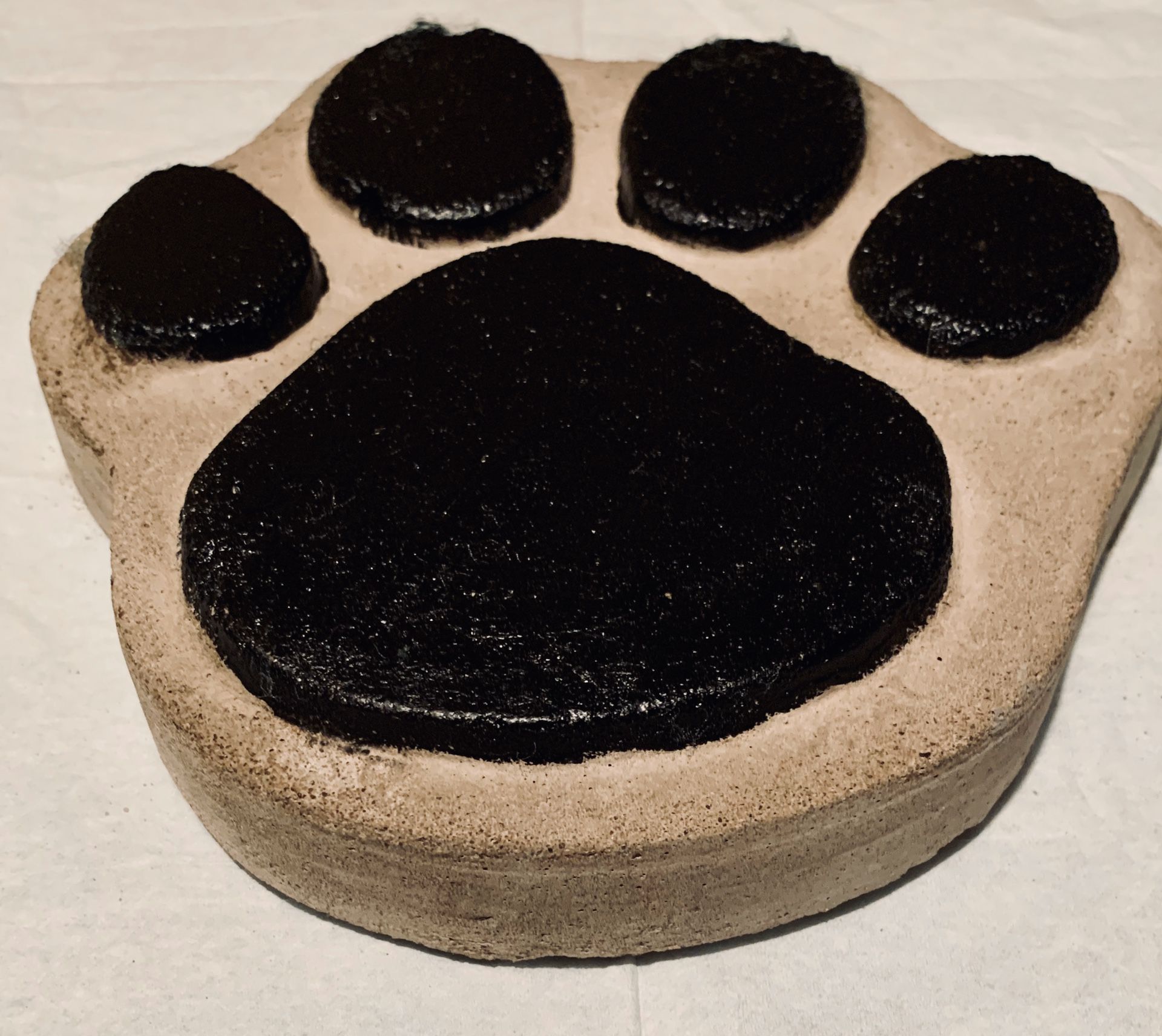 Large paw print stepping stone painted 13” cement