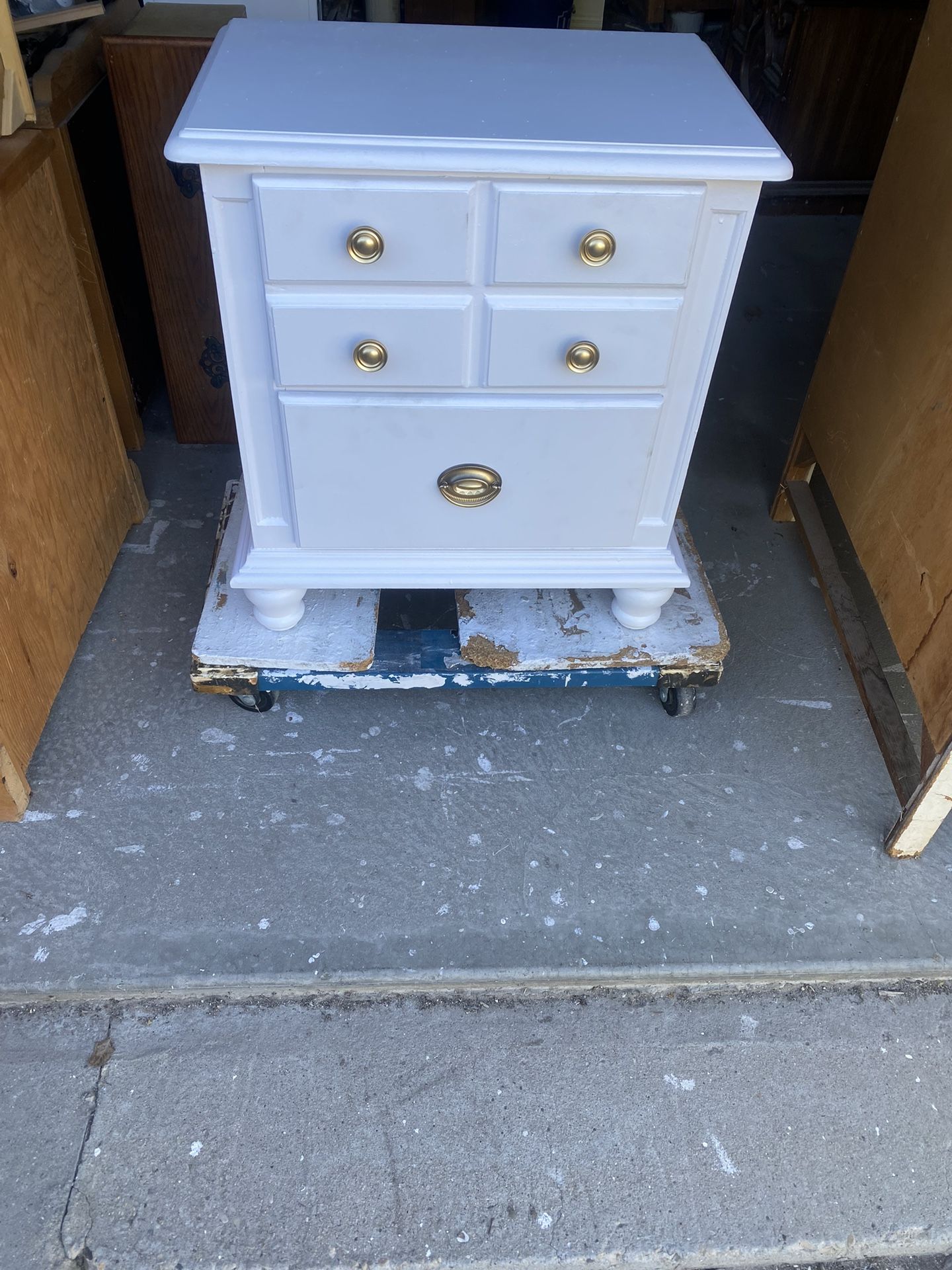 White 3 Drawer Solid Wood Note Stand L. 21. X H. 25. X D 16 Newly Painted