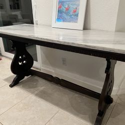 Antique Wooden & Marble Table