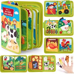 hahaland Busy Book for Toddlers 1-3 - Montessori Toys Busy Board for 1 2 3 4 Year Old – 20 in 1 Quiet Activity Book Preschool Learning Toys with Life 