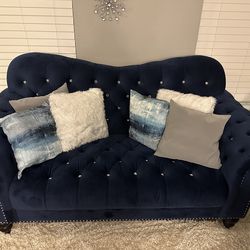 2 Pcs Blue Sofa Set