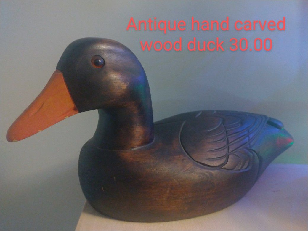 Antique Carved Wooden Duck