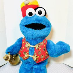 Vintage 1999 Tyco Trumpet Playing Cookie Monster Plush