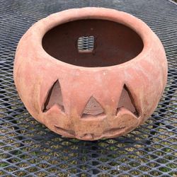Jack-o’-lantern pumpkin clay pottery 11”