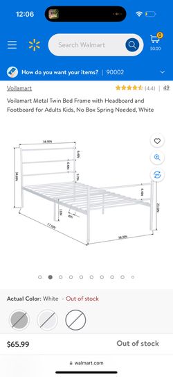 Twin Bed Frame - White Metal